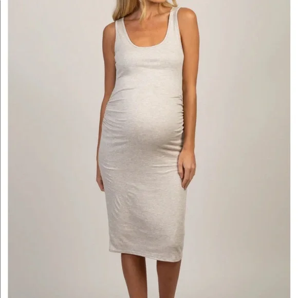 Pinkblush | Dresses | Pinkblush Taupe Midi Maternity Dress L | Poshmark